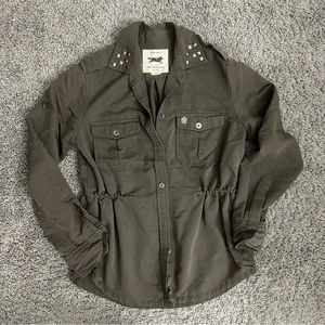 OBEY olive shirt with cinched waist